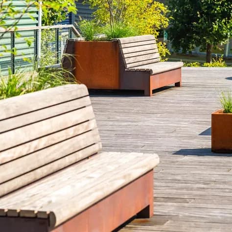 AROS avec double banc Acier corten