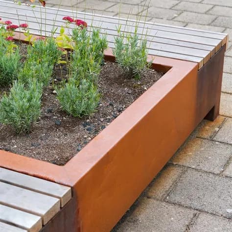 AROS avec banc d'angle Acier corten