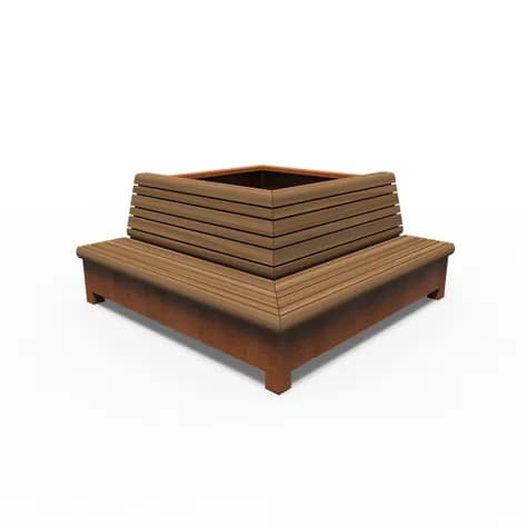 AROS avec banc d'angle Acier corten