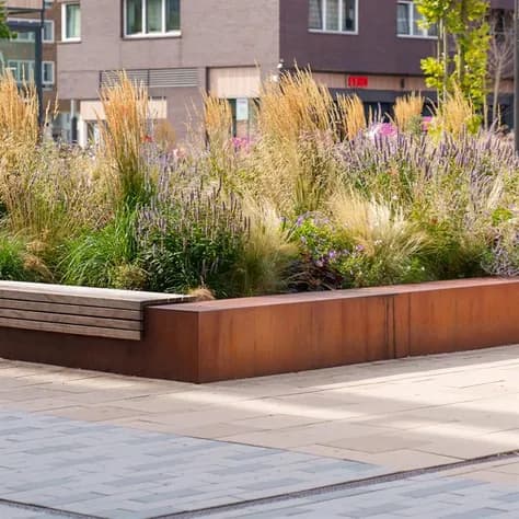 Mur de soutènement 500 avec bord supérieur large courbe Acier corten