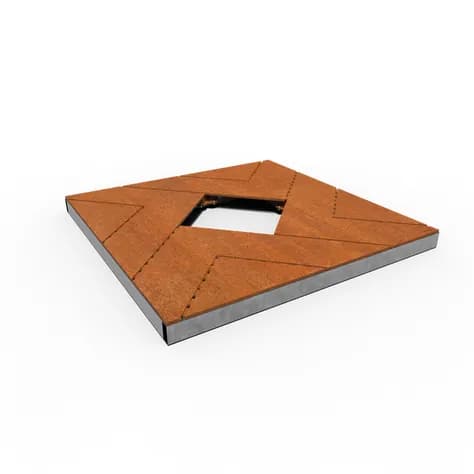 Grille d'arbre à motif croisé Acier corten