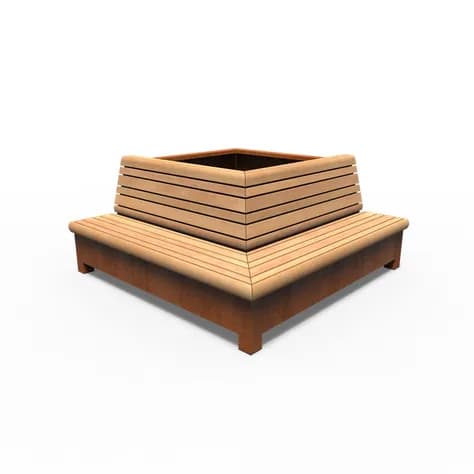 AROS avec banc d'angle Acier corten