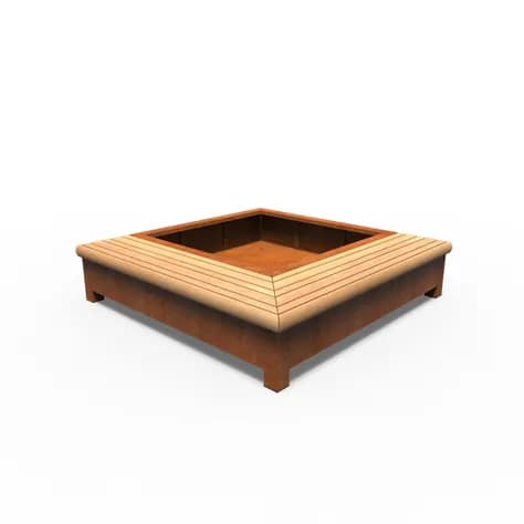 AROS avec banc d'angle Acier corten
