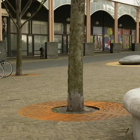 Grilles d'arbres ronde 1200 Acier corten