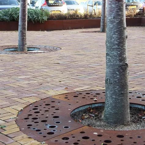 Grilles d'arbres ronde 1800 Acier corten